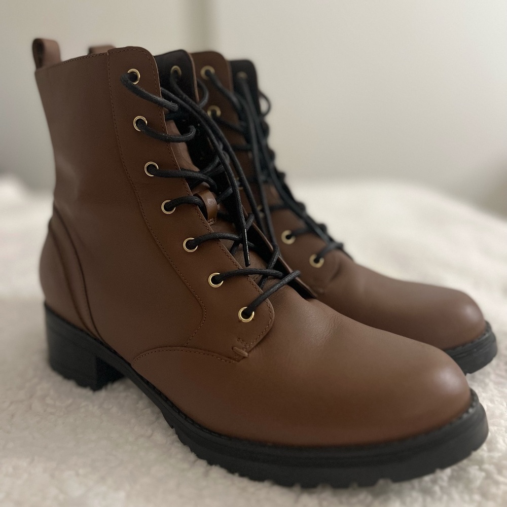 Cole Haan Brown Leather Combat Boots